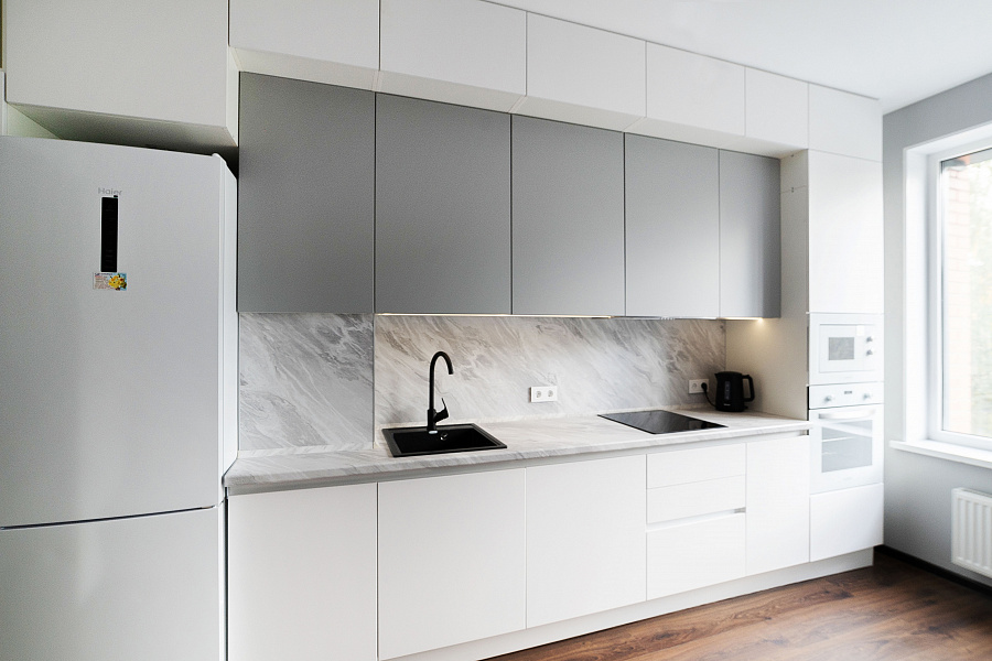 Кухня прямая Хай-тек — Фортуна белый